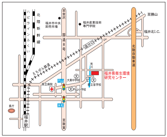 福井県衛生環境研究センターの位置図