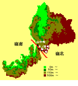 福井県の標高分布図