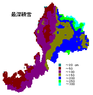 福井県の積雪図